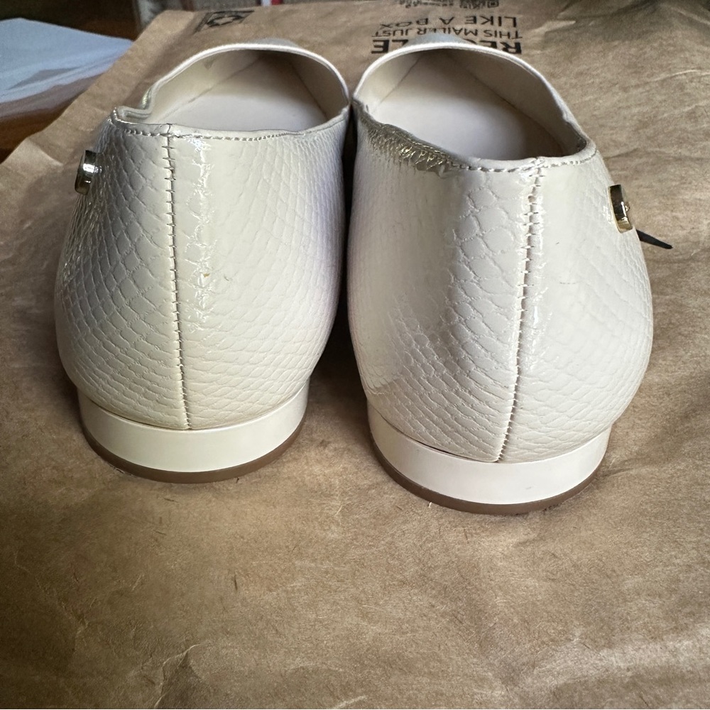 Calvin Klein Emerin Faux Snakeskin Nude Flats 8 - Picture 12 of 12